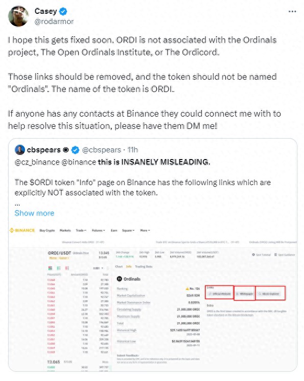 幣圈內(nèi)幕曝光！幣安上線 $ORDI 卻遭創(chuàng)始人要求刪除？